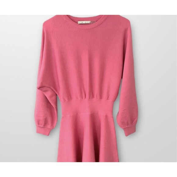 Alice + Olivia Murray Fit Flare Dress Calypso Pink Blouson Knit Barbiecore XS - Picture 5 of 5